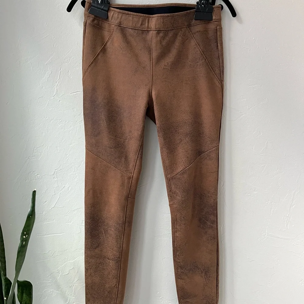 NEW FREE PEOPLE FAUX SUEDE LEATHER BROWN LEGGINGS 6 - Picture 6 of 7